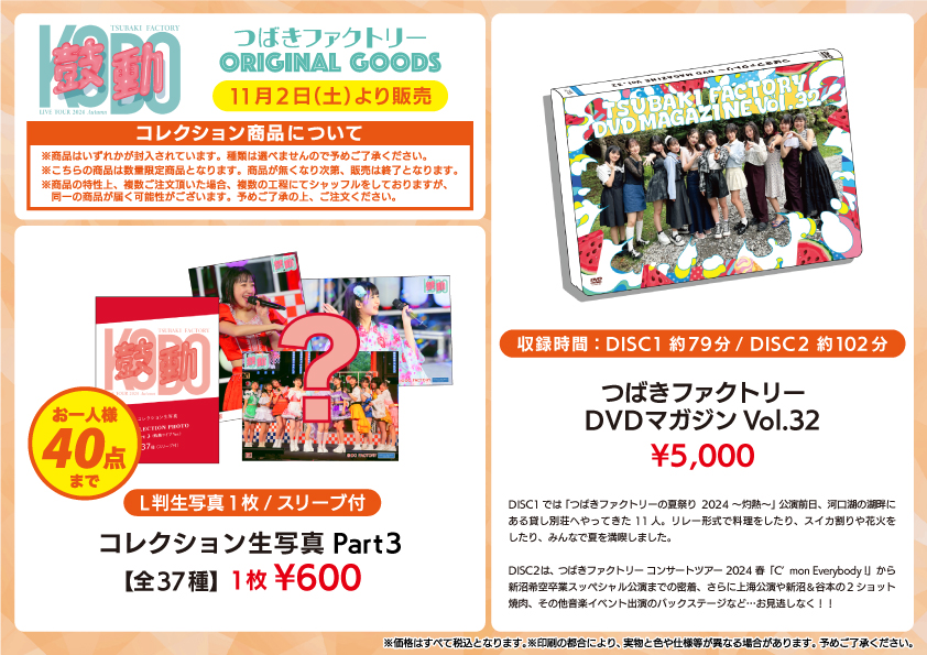 UF Goods Land お知らせ :: 【11/22更新】つばきファクトリー UF Goods Land お知らせ :: 【11/22更新】つばきファクトリー